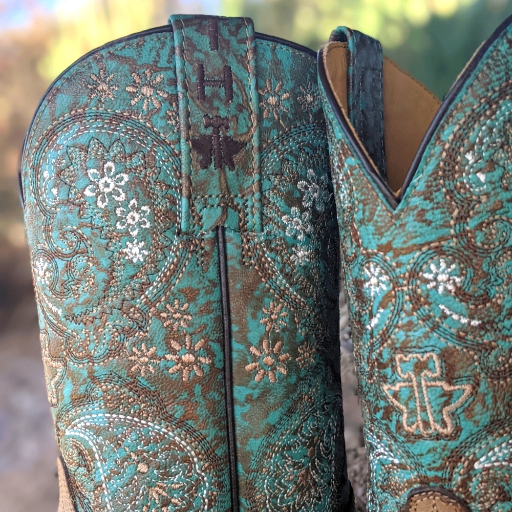 TIN HAUL Ban-Dan-Uh Paisley cowgirl western boots square toe brand NEW NWT - Picture 4 of 6